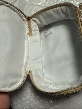 Dior Metallic Gold Cosmetic makeup bag with White Lining